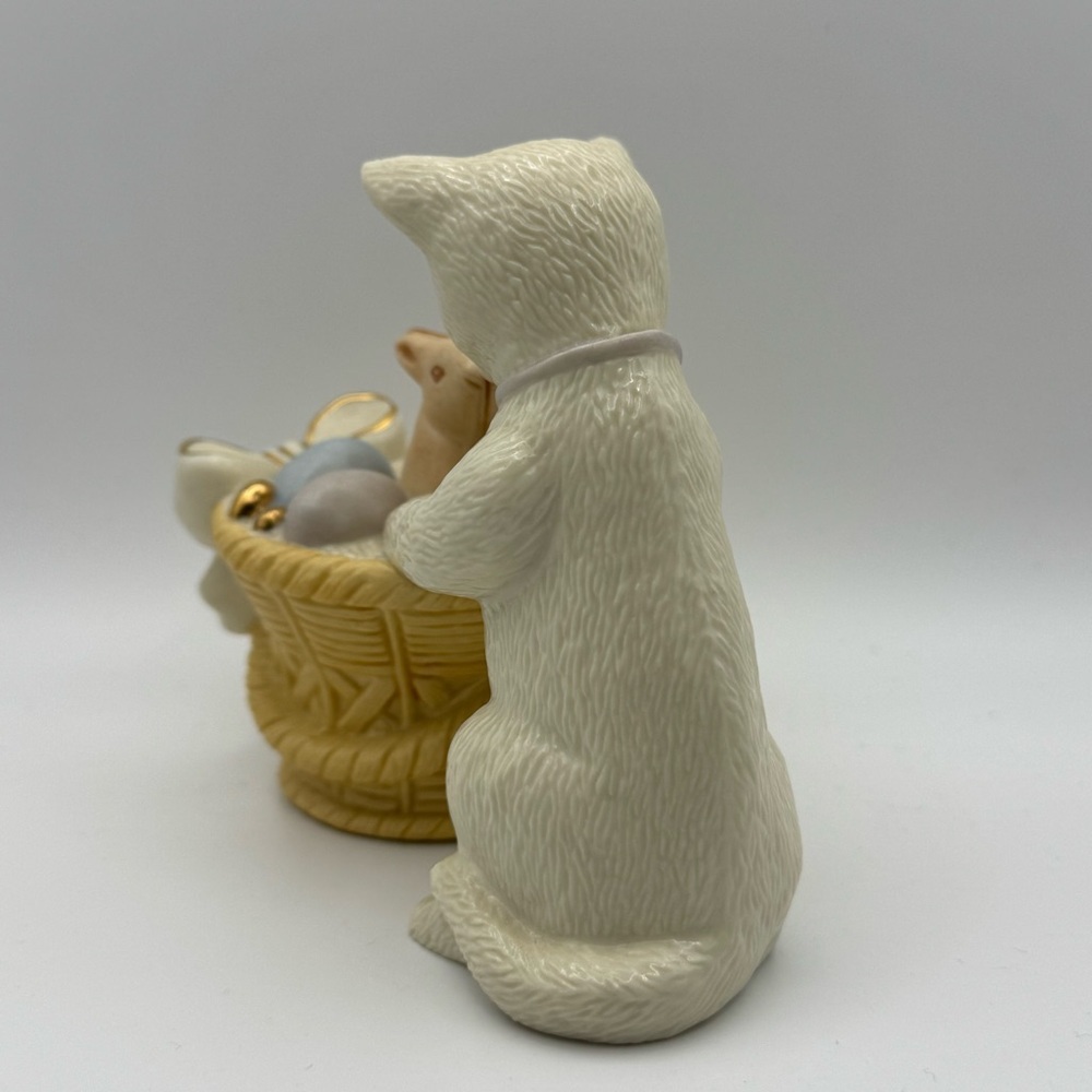 ❌ sold ❌Sweet Wonder” 24 Kt Gold Accents- Cat Easter Bunny & Eggs In Basket - Picture 3 of 7